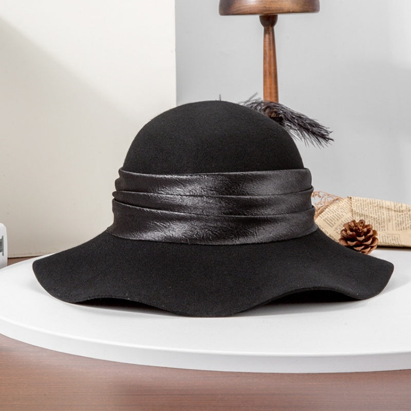 Felt Top Hat with Webbing and Feather