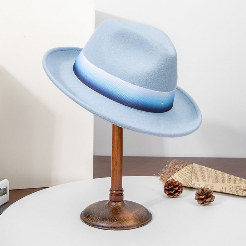 Rolled Edge Felt Top Hat with Feathers and Bow Webbing
