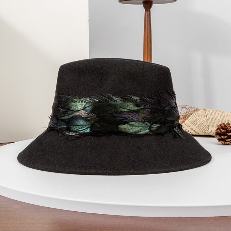 Felt Top Hat with Feather Webbing Decorations
