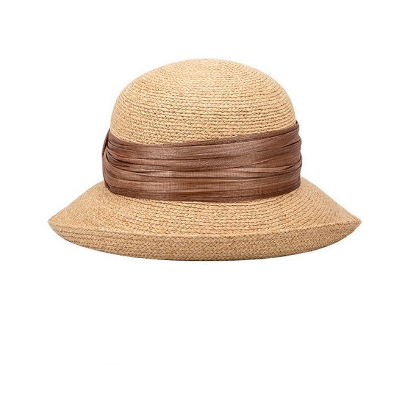 Straw Hat Sun Hat with Linen Webbing