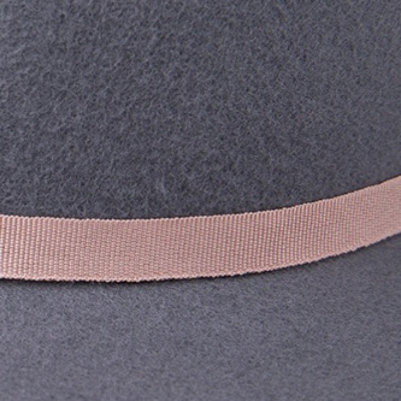 Light Grey Felt Wide Brim Top Hat with Webbing