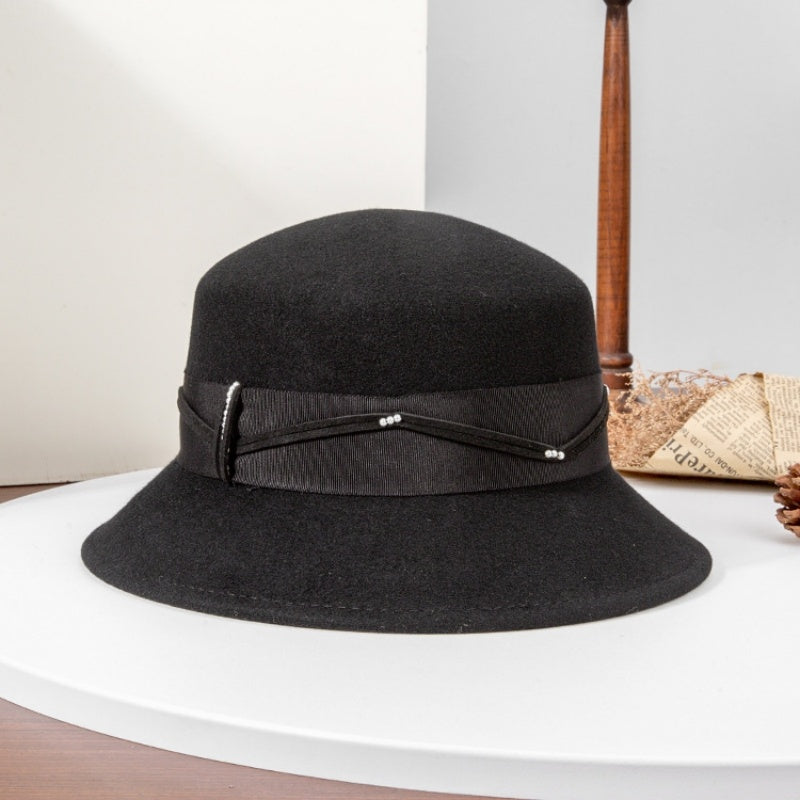 Felt Top Hat with Webbing and Pearl