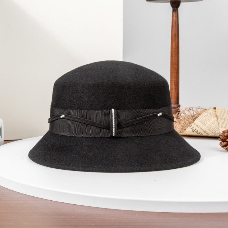 Felt Top Hat with Webbing and Pearl