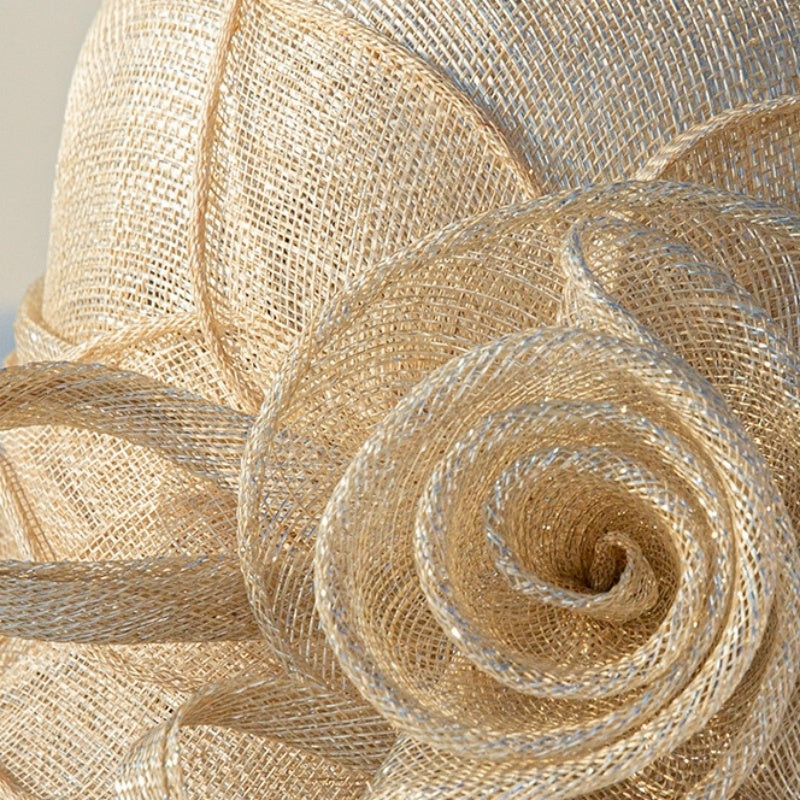 Top Hat Rolled Edge with Handmade Linen Yarn Flowers