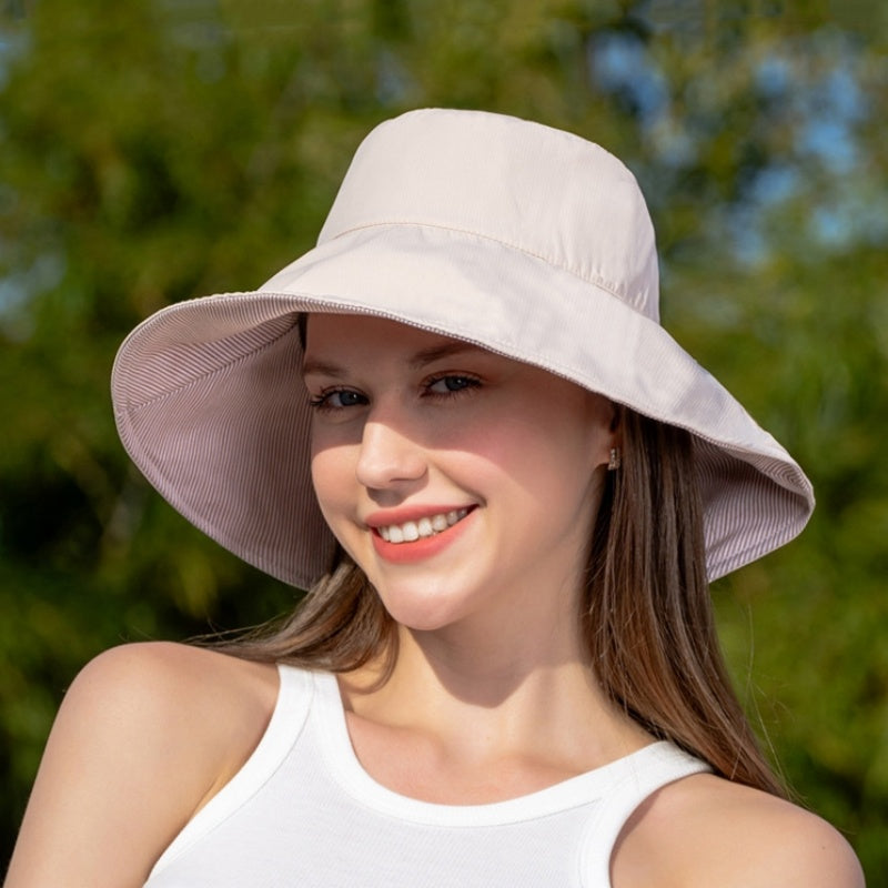 Double-Sided Striped Sun Hat Bucket Hat