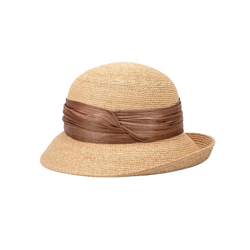 Straw Hat Sun Hat with Linen Webbing