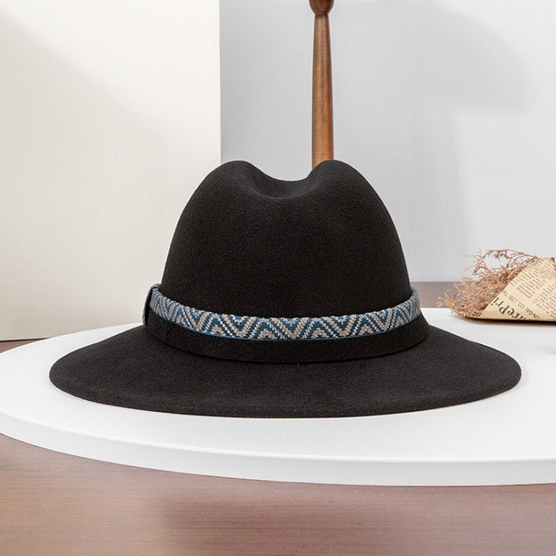 Felt Top Hat with Embroidered Webbing