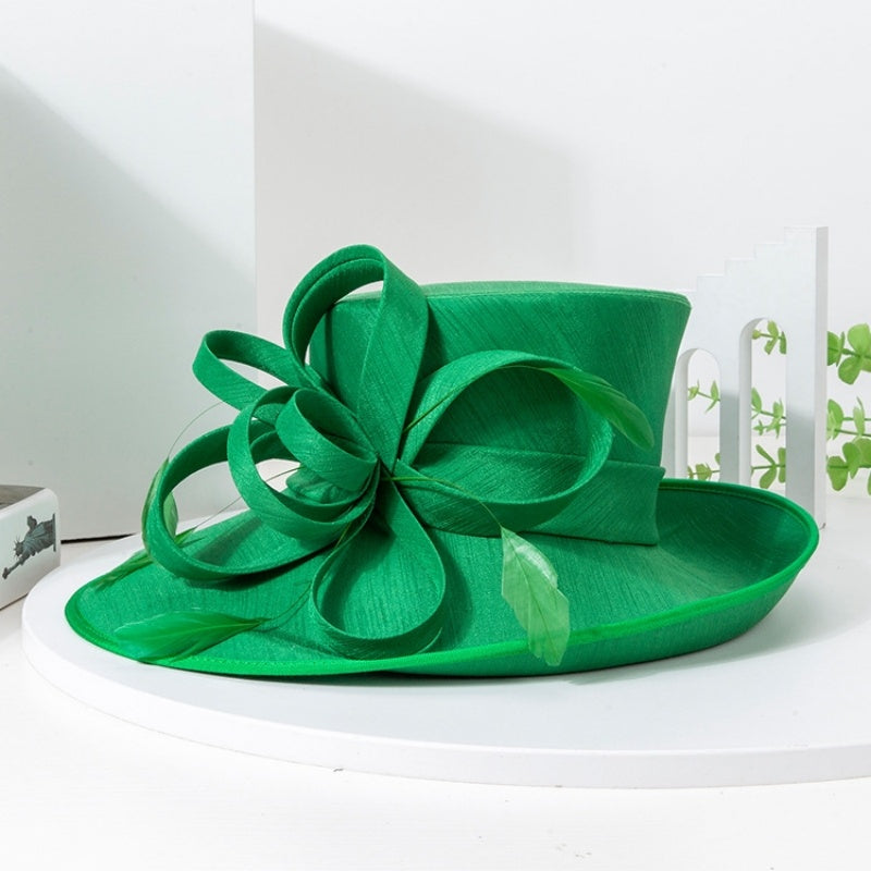 Top Hat Straw Hat with Floral Decoration