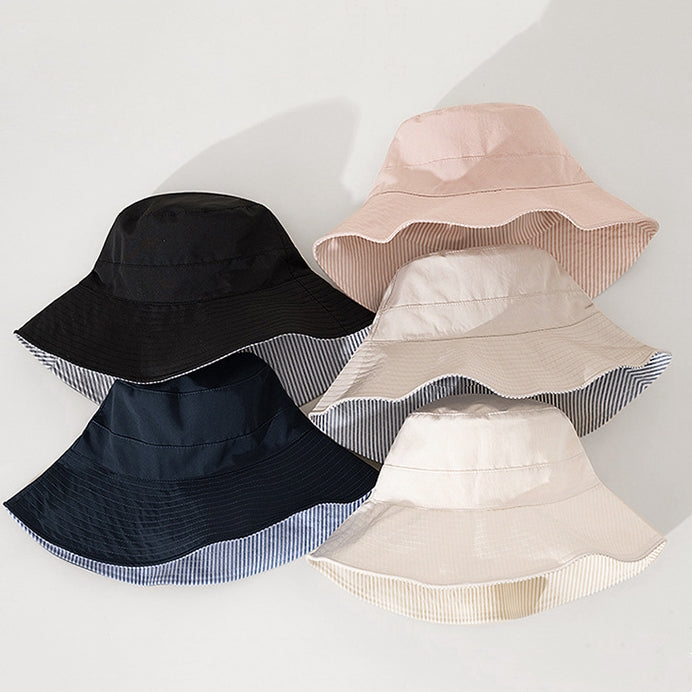 Double-Sided Striped Quick-Drying Sun Hat Bucket Hat