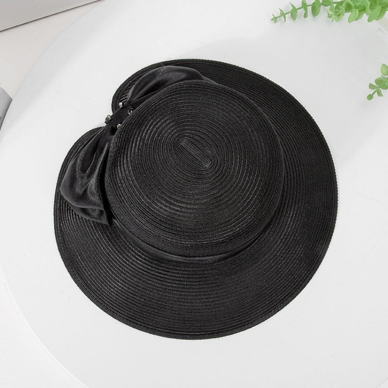 Straw Hat Sun Hat with Big Bow