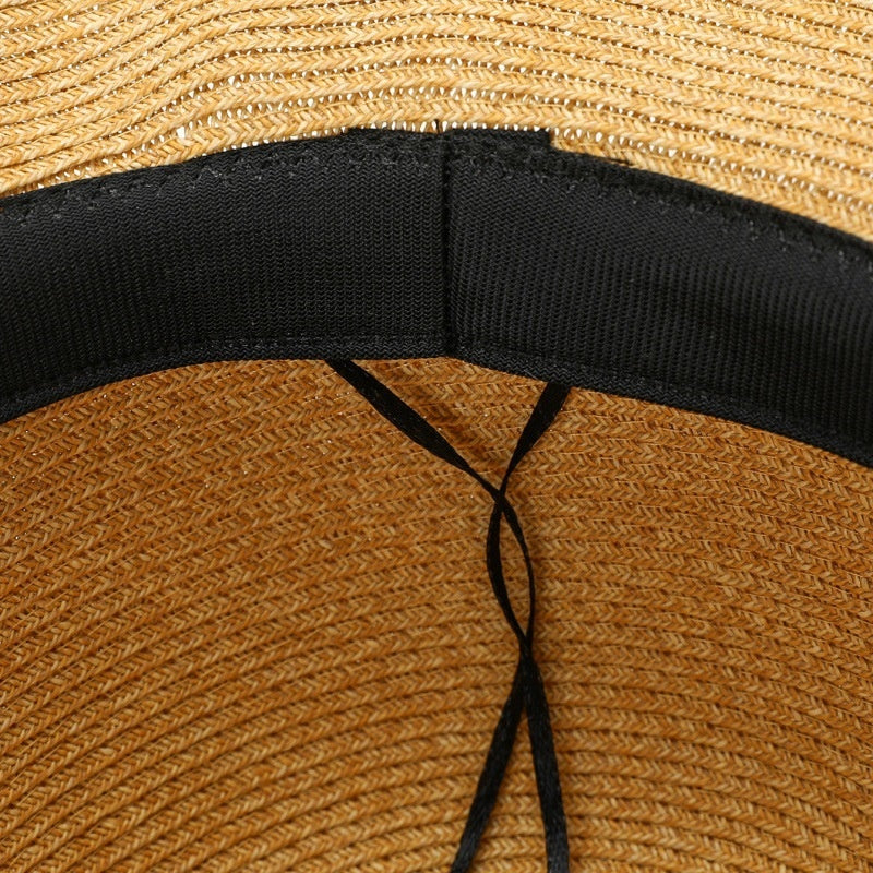 Straw Hat with Floral Lace Embroidery