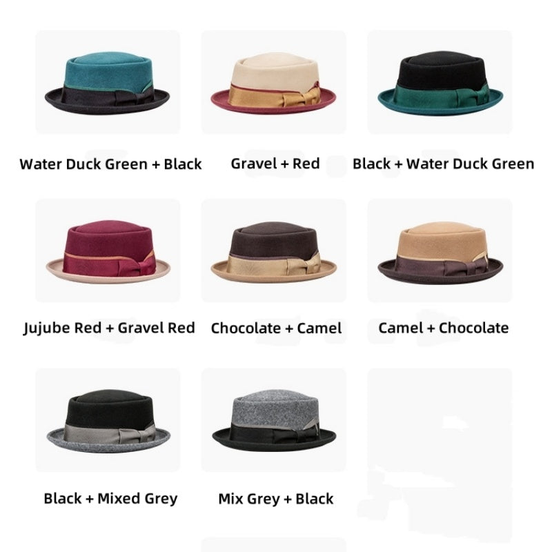 Felt Rolled-up Top Hat with Bow