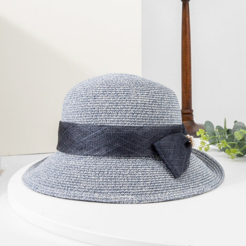 Straw Hat Bucket Hat with Bow