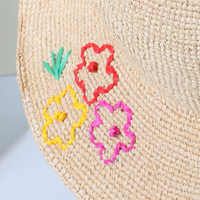 Sun Straw Hat with Colorful Embroidery