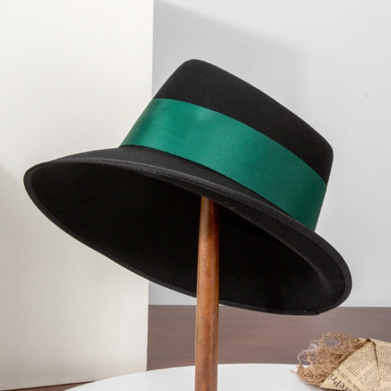 Felt Top Hat with Bow Webbing and Feather
