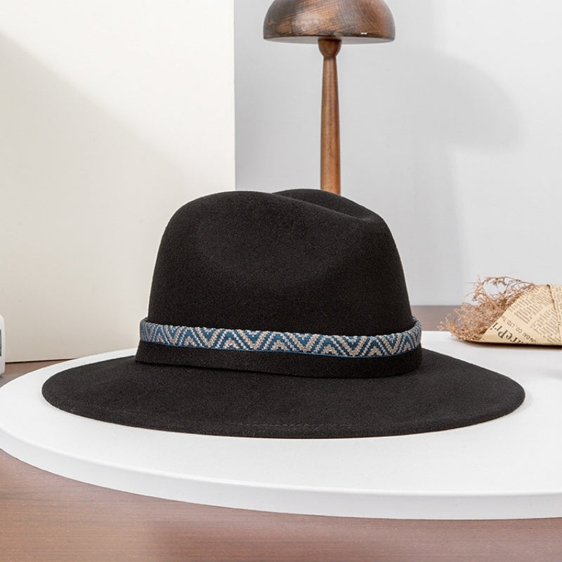 Felt Top Hat with Embroidered Webbing