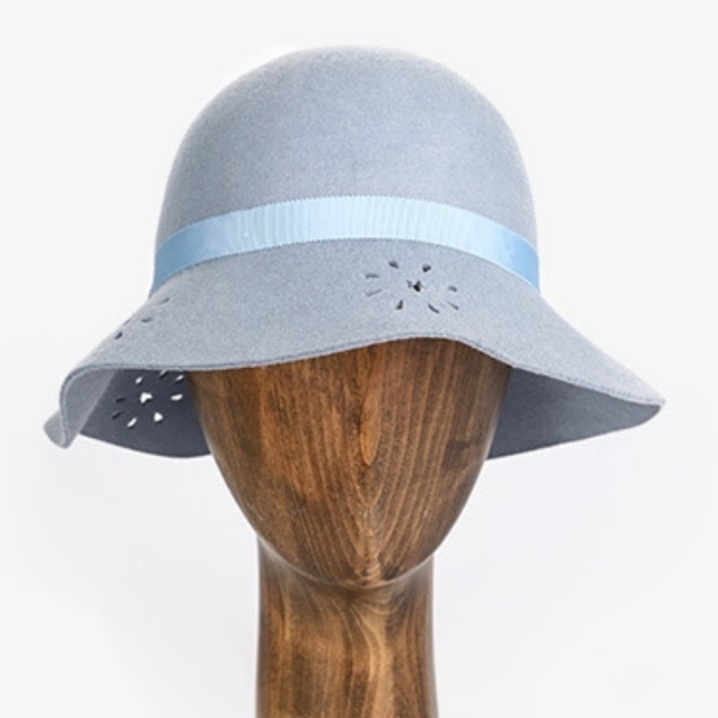 Felt Wide Brim Top Hat with Hollowed-out and Webbing
