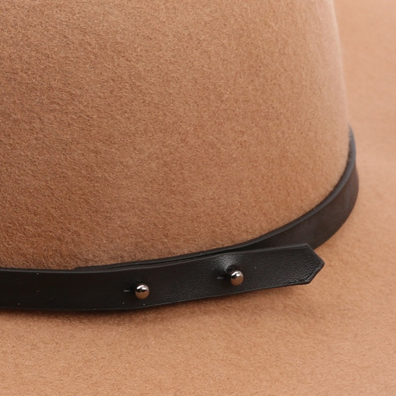 Felt Top Hat with Leather Decorative Ribbon