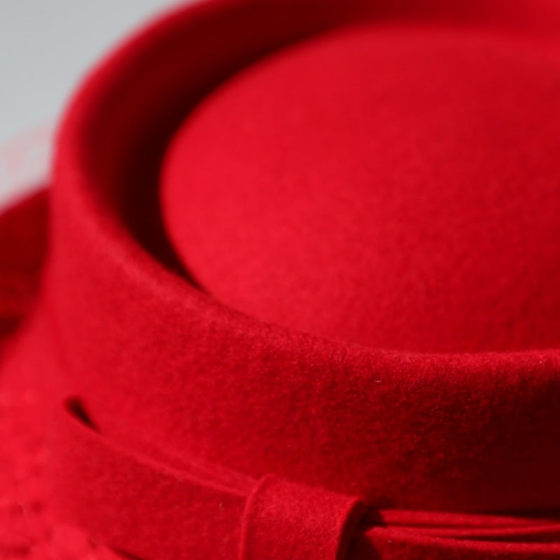 Felt Rolled Edge Top Hat with Veil and Bow