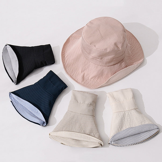Double-Sided Striped Quick-Drying Sun Hat Bucket Hat