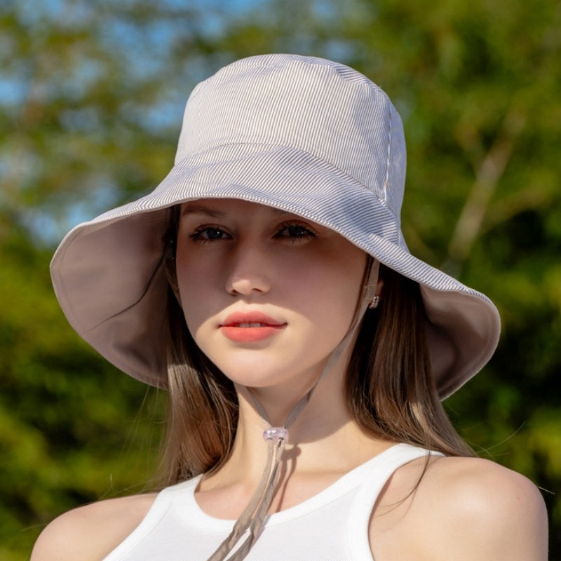 Double-Sided Striped Sun Hat Bucket Hat