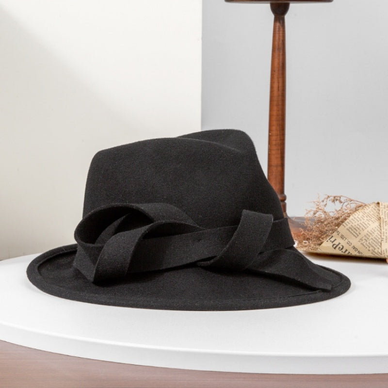 Felt Rolled Edge Top Hat with Felt Bow