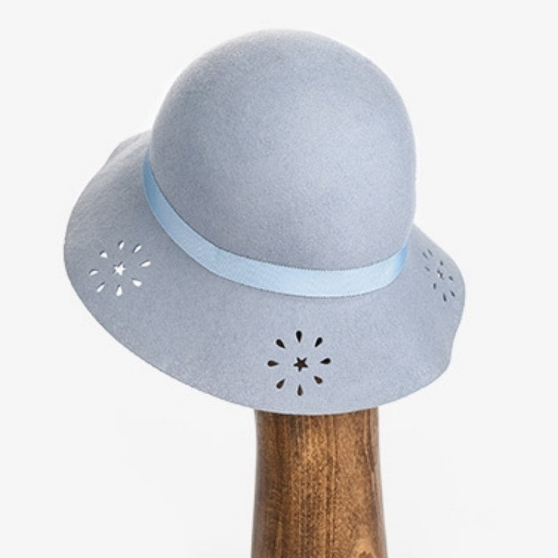 Felt Wide Brim Top Hat with Hollowed-out and Webbing