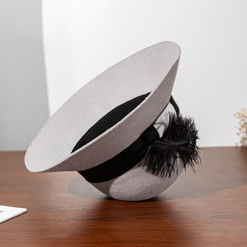 Felt Top Hat with Black Feather