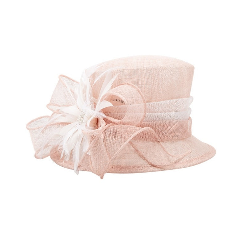 Top Hat with Feather Flower and Bow Decorations