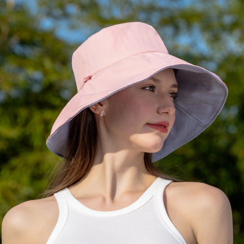 Double-Sided Striped Sun Hat Bucket Hat