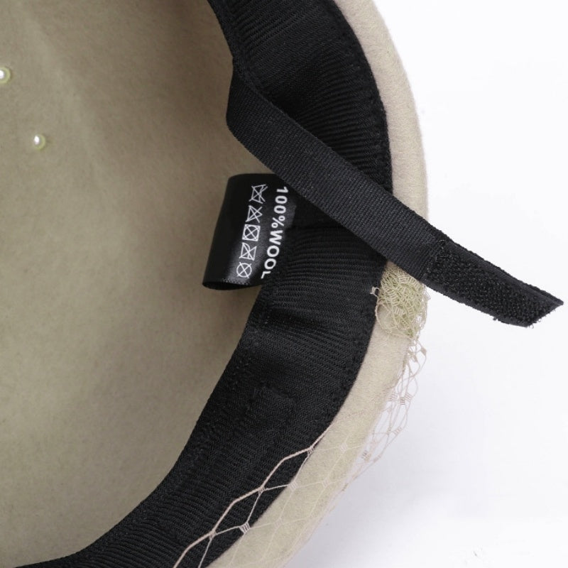 Felt Beret with Pearl and Lace