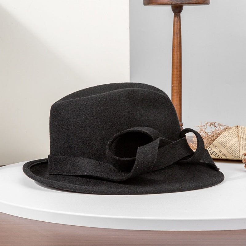 Felt Rolled Edge Top Hat with Felt Bow