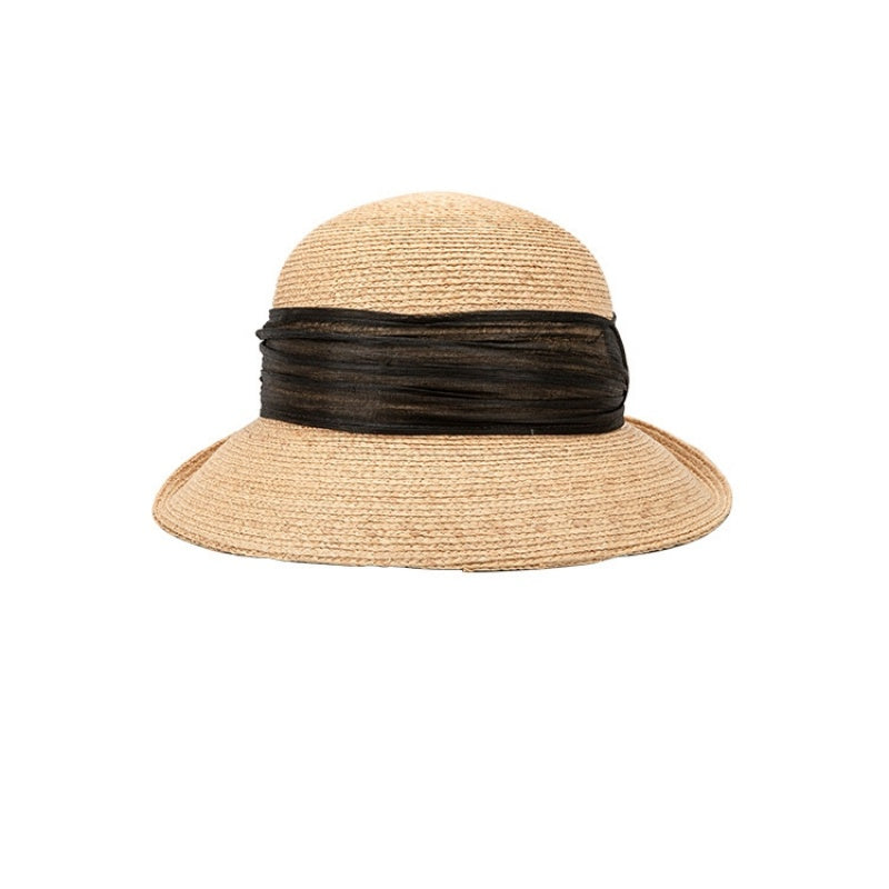 Straw Hat Sun Hat with Linen Webbing