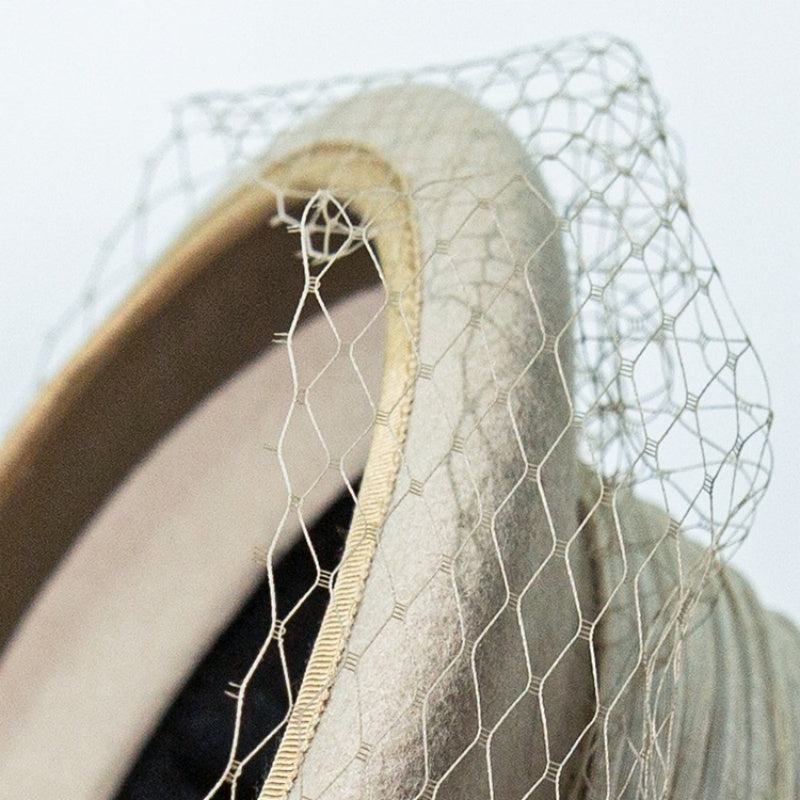 Felt Top Hat with Linen Yarn Webbing and Veil