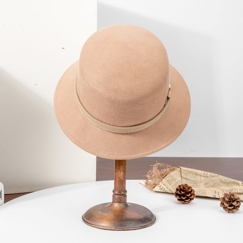 Felt Top Hat with Metal Buckle Decoration