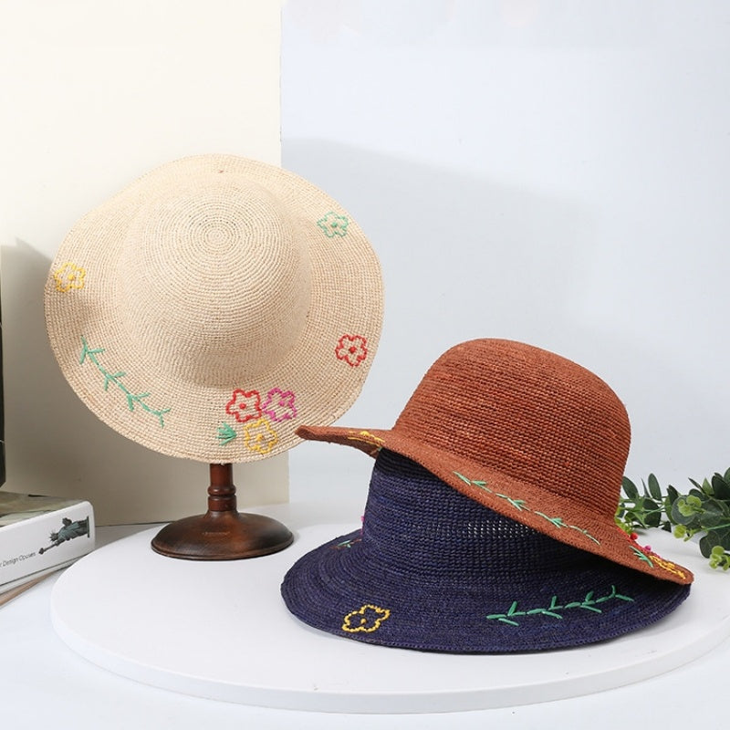 Sun Straw Hat with Colorful Embroidery