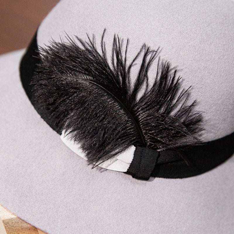 Felt Top Hat with Black Feather