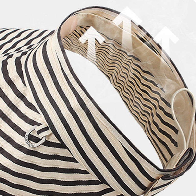 Foldable Striped Sun Hat with Empty Top