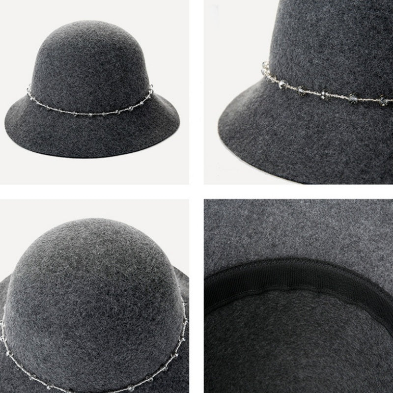Felt Top Hat with Crystal Chain Decoration
