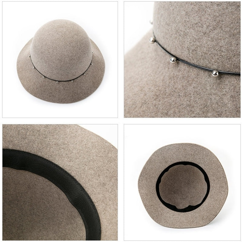 Felt Top Hat with Metal Beads Decoration