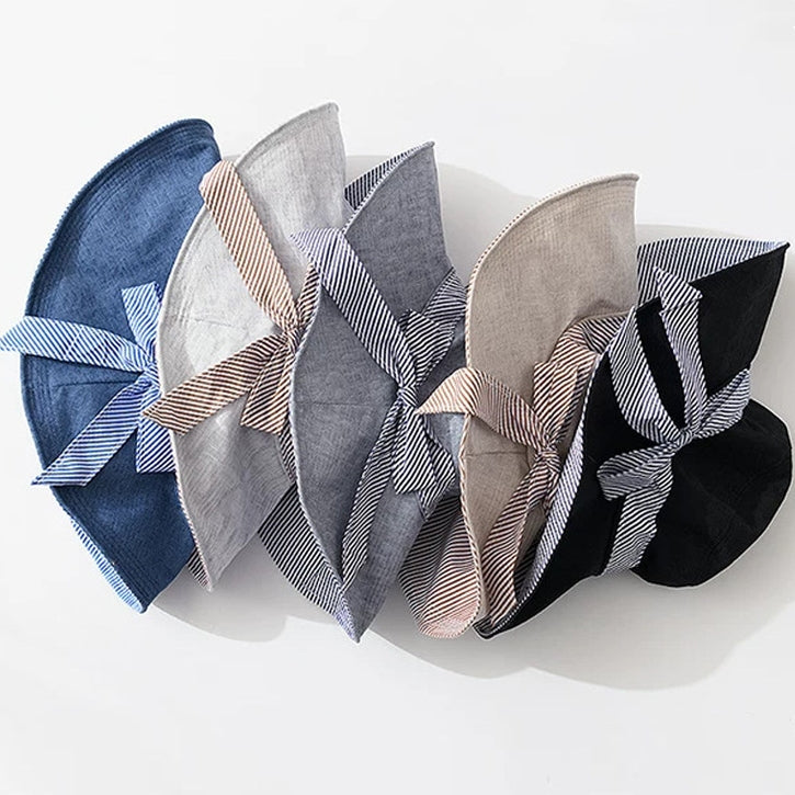 Striped Bow Sun Hat