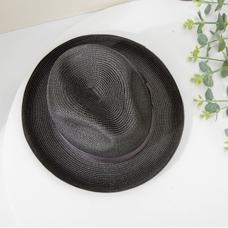 Rolled Edge Top Hat Sun Hat with Bow Webbing