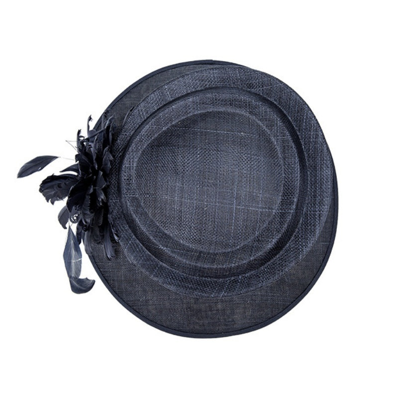 Linen Yarn Top Hat with Floral Decoration
