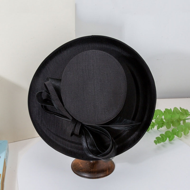 Top Hat Straw Hat with Feathers and Bows