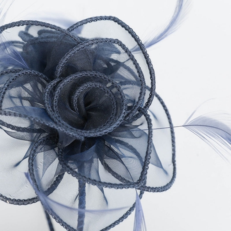 Mesh Feather Double Flowers Hairband