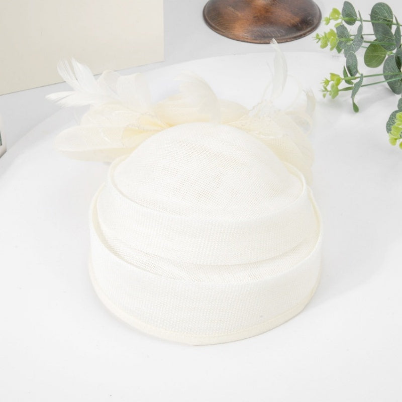 Top Hat Hair Accessory with Flower and Feather Decorations