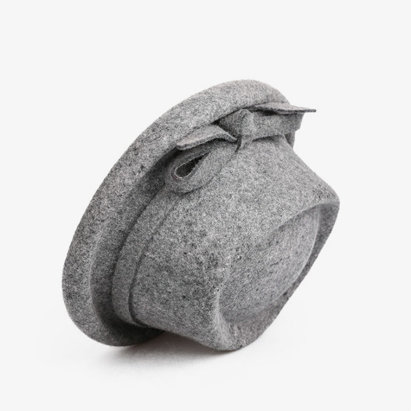 Felt Rolled Brim Top Hat with Felt Bow