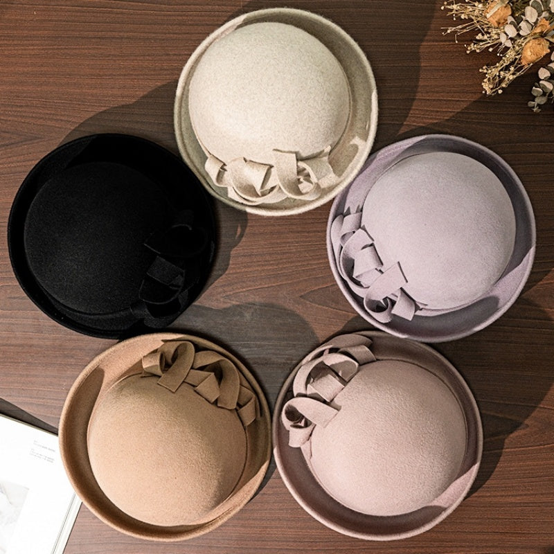 Felt Rolled Edge Top Hat with Felt Flower