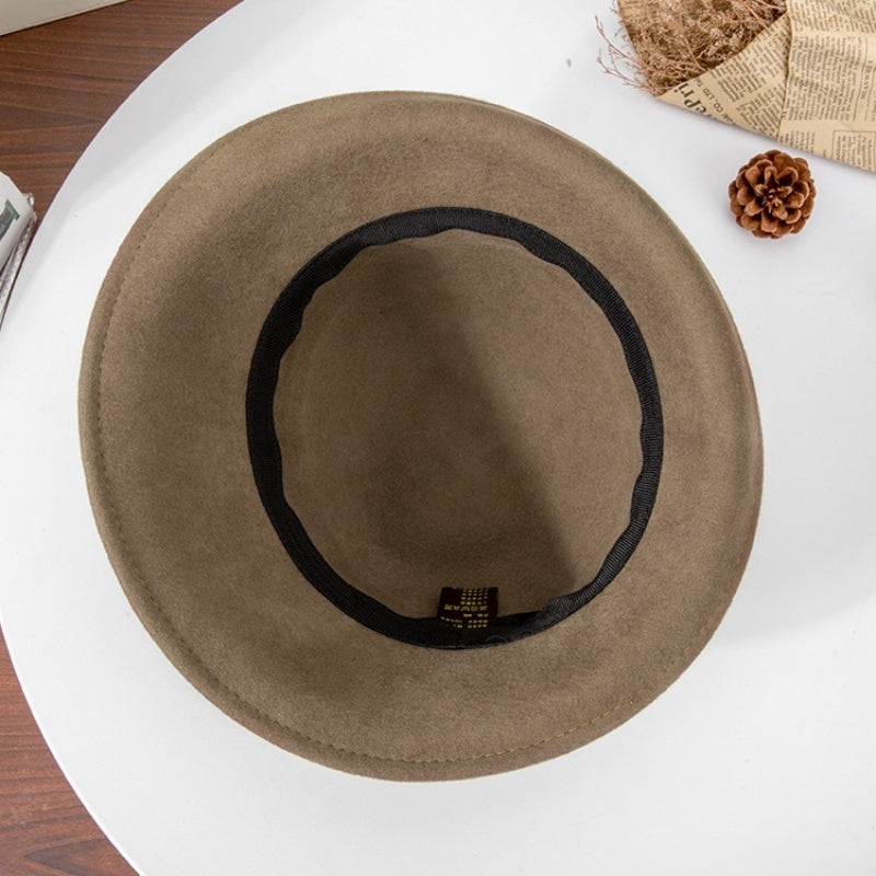 Felt Top Hat Rolled Edge with Metal Buckle Decoration