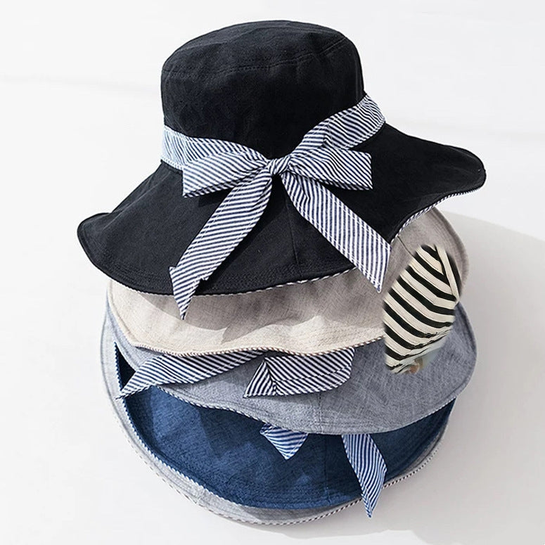 Striped Bow Sun Hat